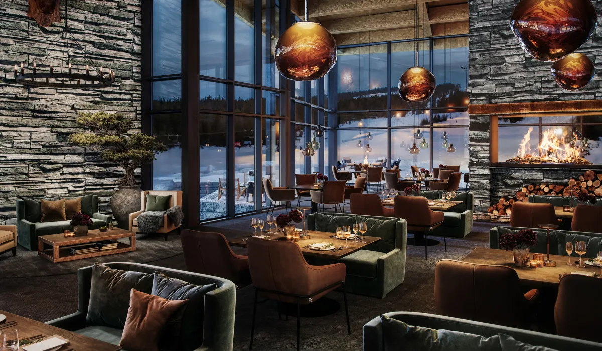 Restauranten ligger midt i bakken!